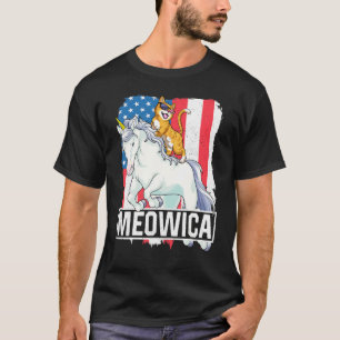 Camiseta Meowica Unicórnio Gato 4 De Julho Patriótico Ameri