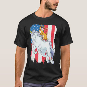 Camiseta Meowica Unicórnio Gato 4 De Julho Patriótico Ameri