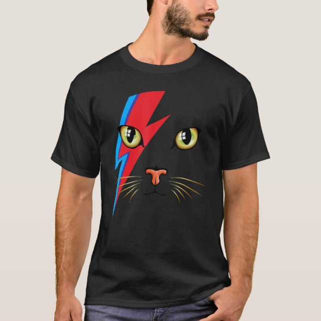 Camiseta Meowie Bowie Cat Retro Kitty Cat Glam Rock Music (Frente)