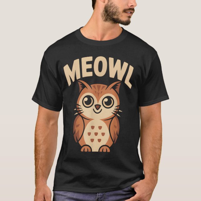 Camiseta Meowl Cat Owl Hybrid Funny Meme Brain Rot Gen Alph (Frente)