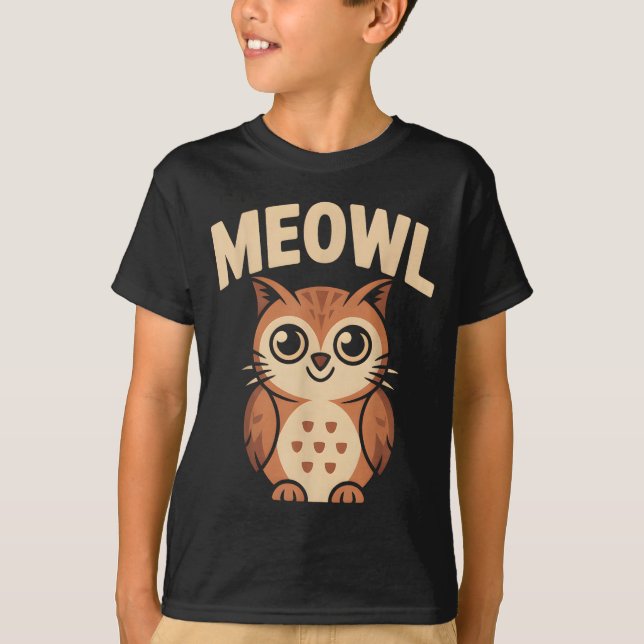 Camiseta Meowl Cat Owl Hybrid Funny Meme Brain Rot Gen Alph (Frente)