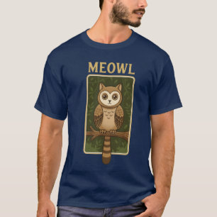Camiseta Meowl Engraçado Meow Gato Coruja Brainrot Memeeen 