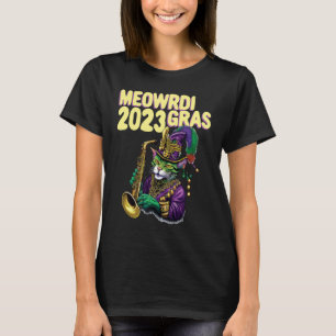 Camiseta Meowrdi Gras 2023 Gordo Saxofone Legal Gato Trocad