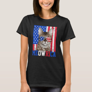 Camiseta Meowrica Gato Bandeira Dos EUA Óculos De Sol 4 De 