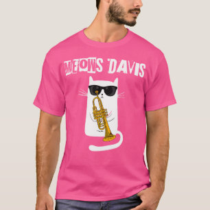Camiseta Meows Davis - Engraçado Gato Legal Jazz Jogando Tr