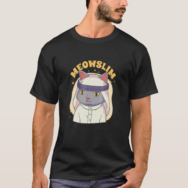 Camiseta Meowslim Cute Cat Meowing Muslim Religion (Frente)