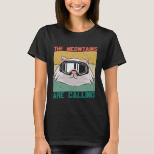 Camiseta Meowtain Cat Ski Snowboard Snowboard Esquiando Sn