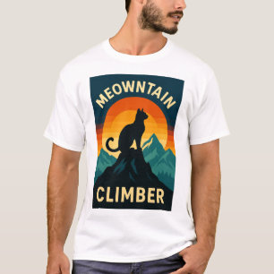 Camiseta Meowtain Climber Cat T Shirt - Retro Adventure