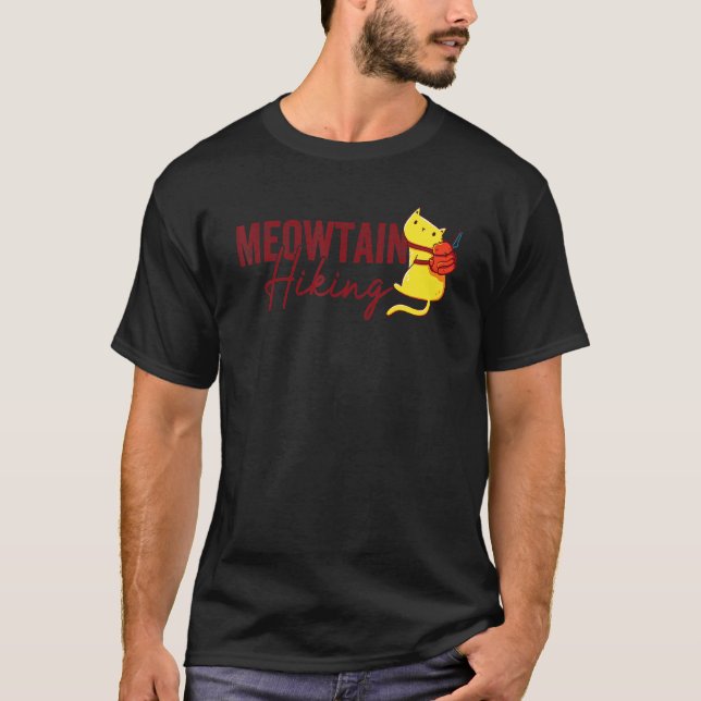 Camiseta Meowtain Hiking Gear Retro Meow Cat Pun Hiker (Frente)