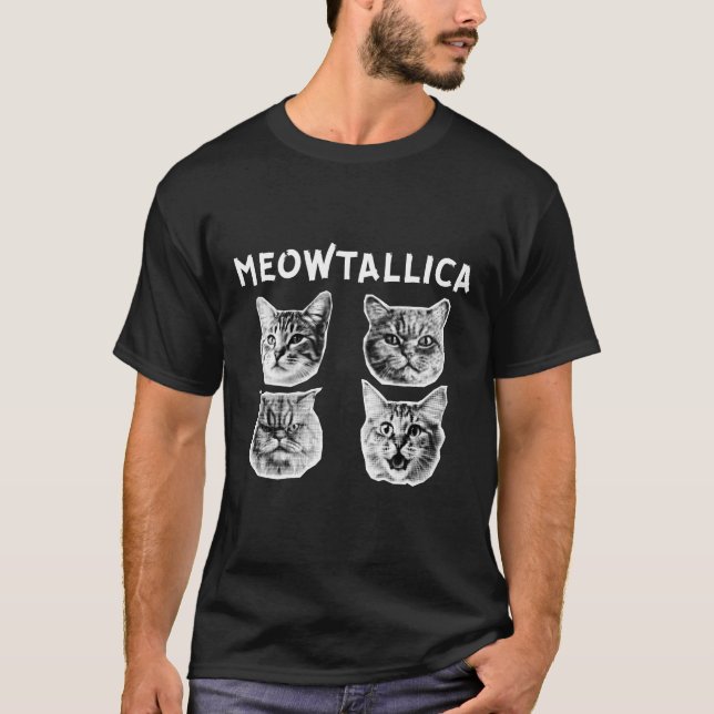 Camiseta Meowtallica cat retro (Frente)