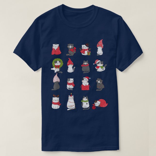 Camiseta Meowy Cat Christmas Cute Santa Cats lovers  (Frente do Design)