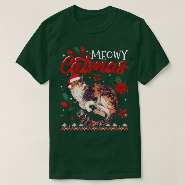 Camiseta Meowy Catmas Calico Cat gigapixelstand (Frente do Design)