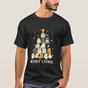 Camiseta Meowy Catmas Cat Engraçado Árvore de Natal Xmas Ra
