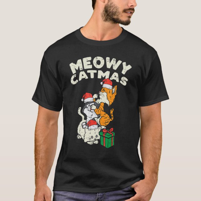 Camiseta Meowy Catmas Cat Kitten Christmas Xmas Women (Frente)