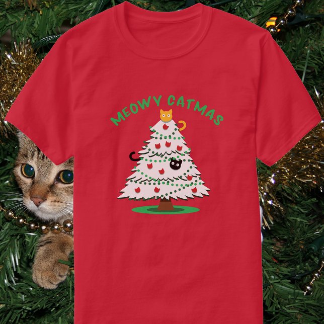 Camiseta Meowy Catmas | Funny Christmas Tree Cats (Criador carregado)