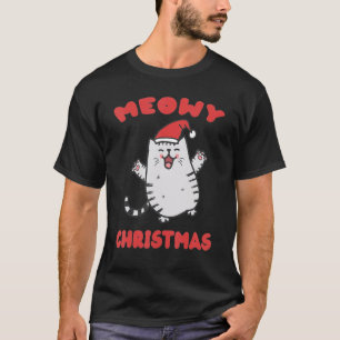 Camiseta Meowy Catmas Gato Árvore de Natal Xmas Meninas Men