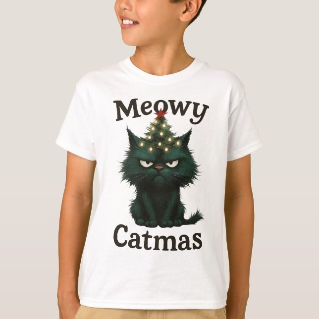 Camiseta Meowy Catmas Moody cat (Frente)