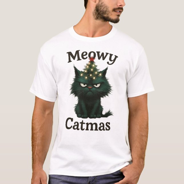 Camiseta Meowy Catmas Moody cat (Frente)