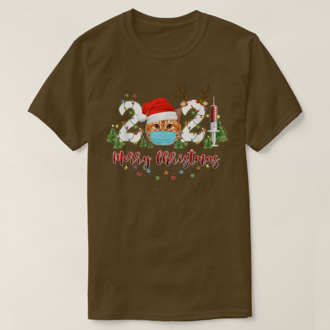 Camiseta Meowy Catmas Veste Máscara de gato que papais noei (Frente do Design)