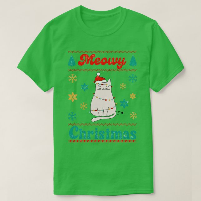 Camiseta Meowy Christmas (Frente do Design)