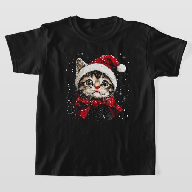 Camiseta Meowy Christmas Cat Lover Funny Festive Holidays (Postura )