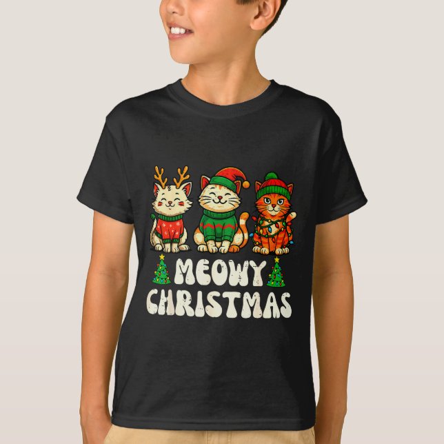 Camiseta Meowy Christmas Funny Cat Xmas Kitten Cat Lover Me (Frente)