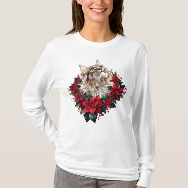 Camiseta Meowy Christmas Maine Coon Cat  (Frente)