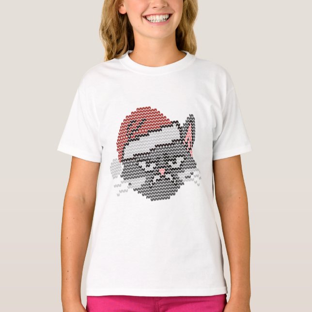 Camiseta Meowy Christmas Ya Filthy Animal - Ugly Cat (Frente)