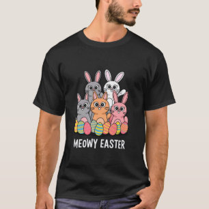 Camiseta Meowy Easter Bunny Gatos Divertidos Primavera Anim