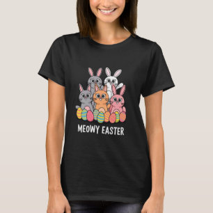 Camiseta Meowy Easter Bunny Gatos Divertidos Primavera Anim
