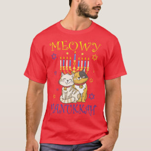 Camiseta Meowy Hanukkah Gato de Natal Judeu Amante Chanukah