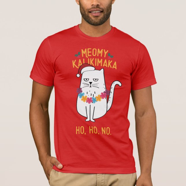 Camiseta Meowy Kalikimaka Engraçado Natal (Frente)