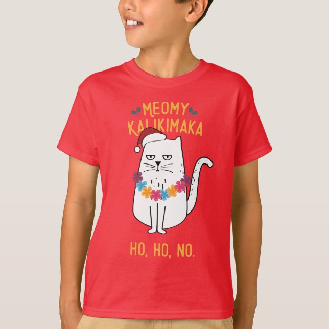 Camiseta Meowy Kalikimaka Engraçado Natal (Frente)