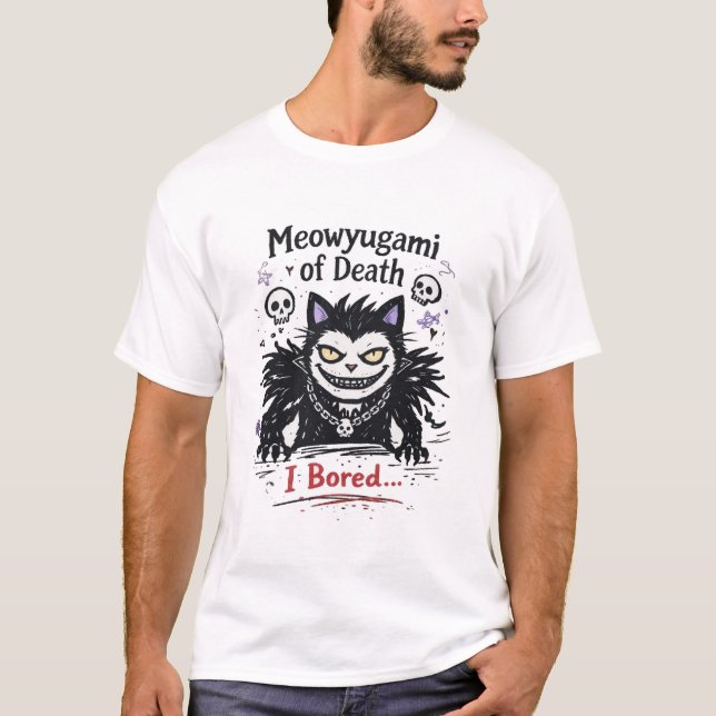 Camiseta Meowyugami of Death – I’m Bored Cat Parody (Frente)