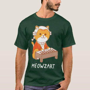 Camiseta Meowzart Gato Trocadilho Música Clássica Piano Div