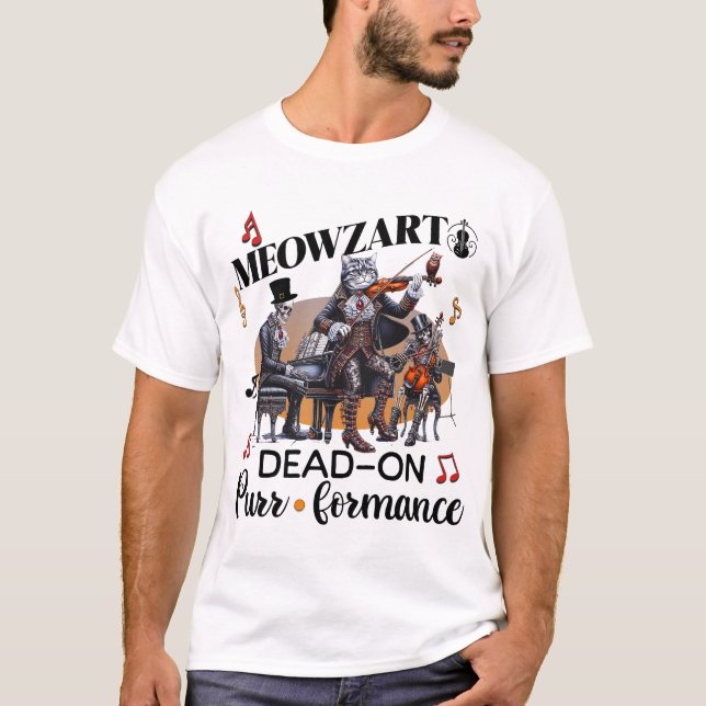 Camiseta Meowzart: Orquestra de Esqueleto de Gato (Frente)