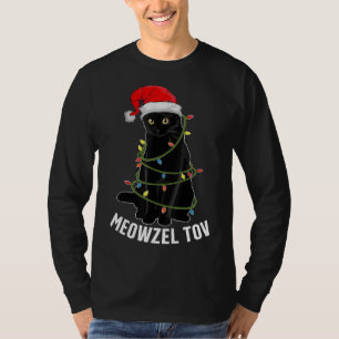 Camiseta Meowzel Tov Black Cat Hanukkah Vozes De Natal Ca