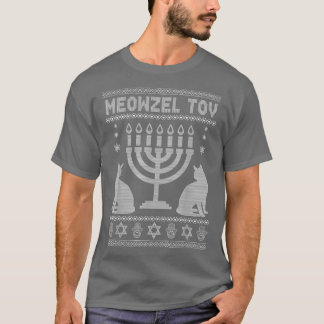 Camiseta Meowzel Tov Cat Amava Feriado Judaico Ugly Hanukka