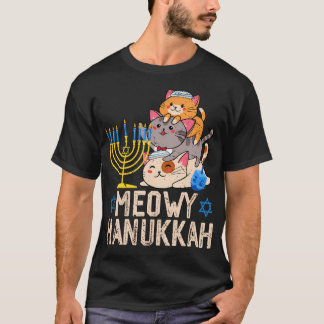 Camiseta Meowzel Tov Cat Menorah Jewish Meowy Hanukkah Chan