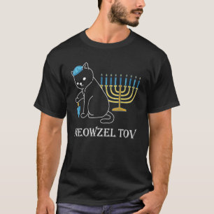 Camiseta Meowzel Tov Chanukah Dono de Gato Judaico Hanukkah