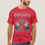 Camiseta Meowzel Tov Chanukah, dono judeu do gato Ugly Hanu<br><div class="desc">Meowzel Tov Chanukah, dono de Gato Judeu Ugly Hanukkah. Este impressão gráfico de Natal com canas doces, presentes, chapéu de Papai Noel e cachecol para a época de férias de inverno é para homens alegres ou alegres, mulheres, meninos, meninas, gatinhos, amantes de gatinhos, pais de peles ou donos de animais...</div>