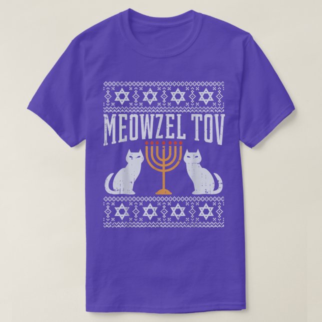 Camiseta Meowzel Tov Chanukah, dono judeu do gato Ugly Hanu (Frente do Design)