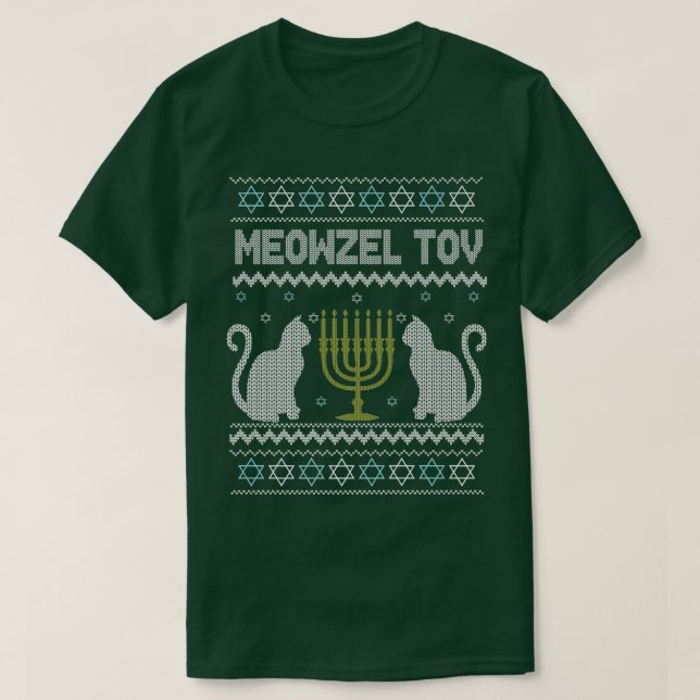 Camiseta Meowzel Tov Chanukah, dono judeu do gato Ugly Hanu (Frente do Design)