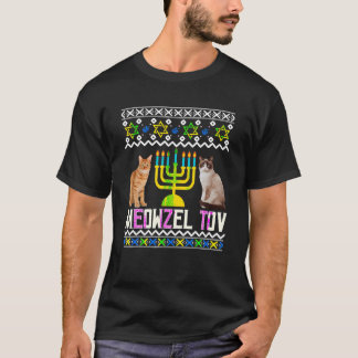 Camiseta Meowzel Tov Engraçado Cat Hanukkah Sweater de Nata