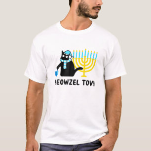 Camiseta Meowzel Tov Funny Hanukkah Black Cat Engraçado Jud