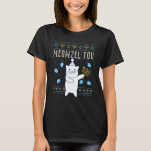 Camiseta Meowzel Tov Gato de Natal Judaico Hanukkah Feio