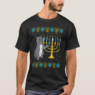 Camiseta Meowzel Tov Jewish Cat Ugly Hanukkah Sweater Chan