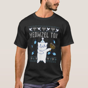 Camiseta Meowzel Tov Natal Judaico Gato Engraçado Feio Hanu