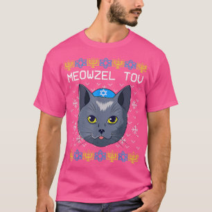 Camiseta Meowzel Tov Ugly Hanukkah Sweater Cat Chanukah Jew