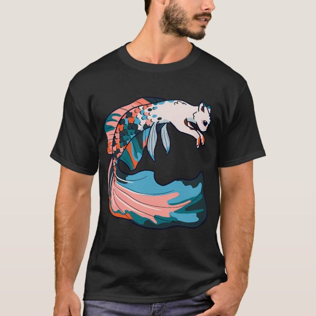 Camiseta mer-kitty (design 1, cores 2/3) (Frente)